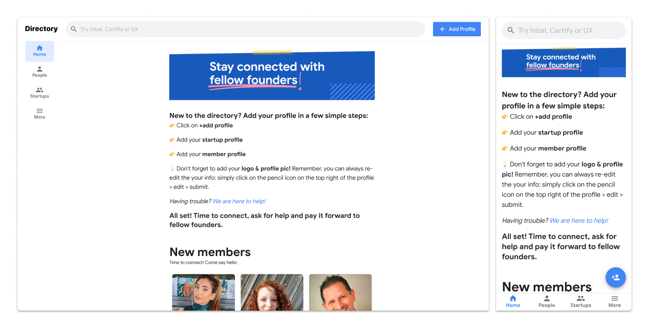 GFS directory: desktop-first redesign